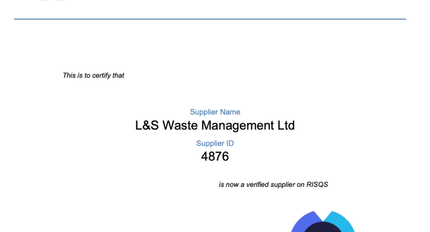 L&S Waste Management - RISQS Certificate